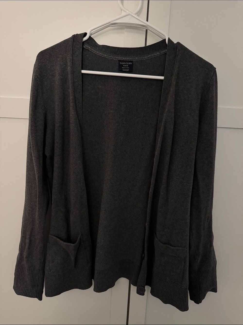 Faded Glory Dark Charcoal Open-Front Cardigan
